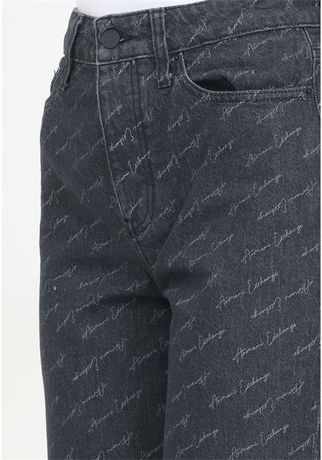 Jeans affusolato in denim nero da donna con stampa logo in corsivo ARMANI EXCHANGE | 6DYJ51Y18BZ42AC